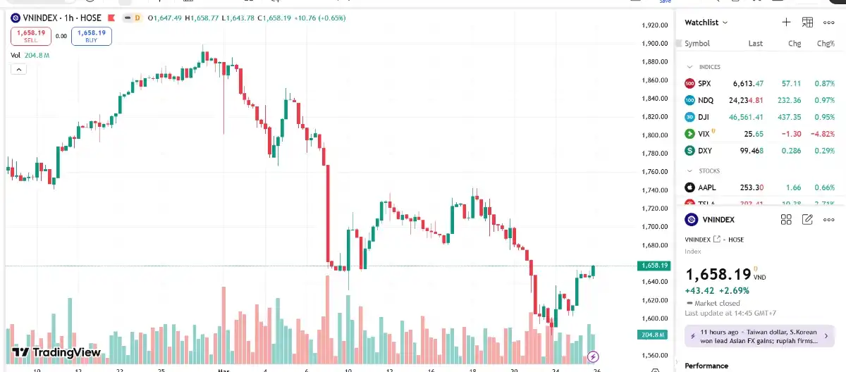 VN-Index tăng 43 điểm, thị trường vẫn trong giai đoạn dò đáy?