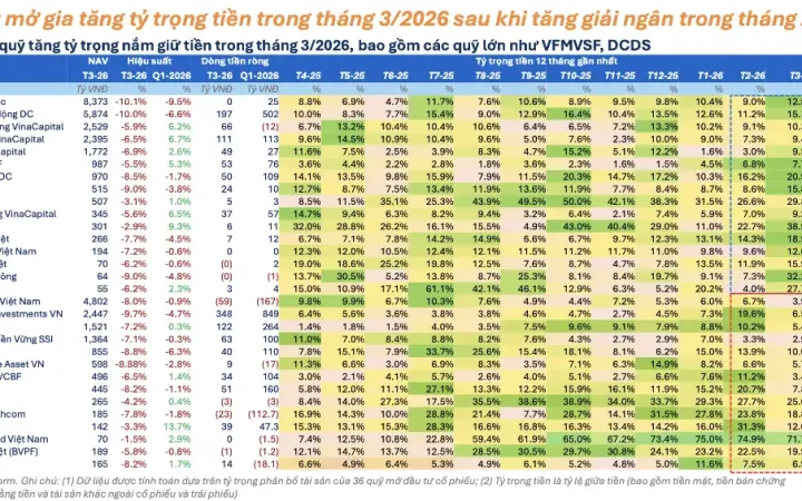 Các quỹ cổ phiếu lớn thận trọng, tăng nắm giữ tiền mặt