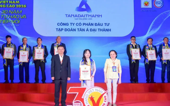 Tân Á Đại Thành: 20 năm liên tiếp được vinh danh Hàng Việt Nam chất lượng cao