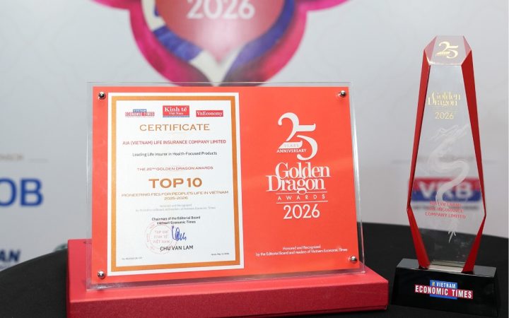 AIA Việt Nam được vinh danh tại chương trình Rồng Vàng 2026